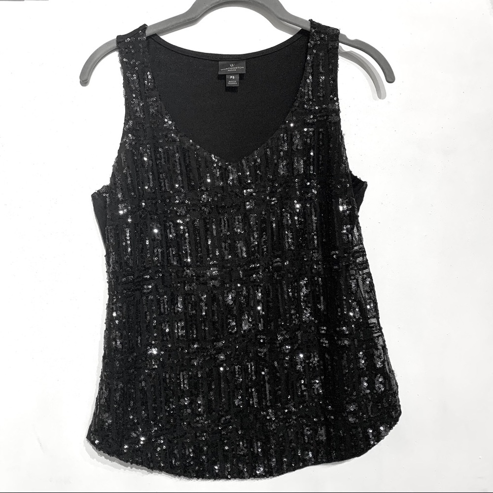 Worthington Black Sequin Sleeveless Dressy Tank